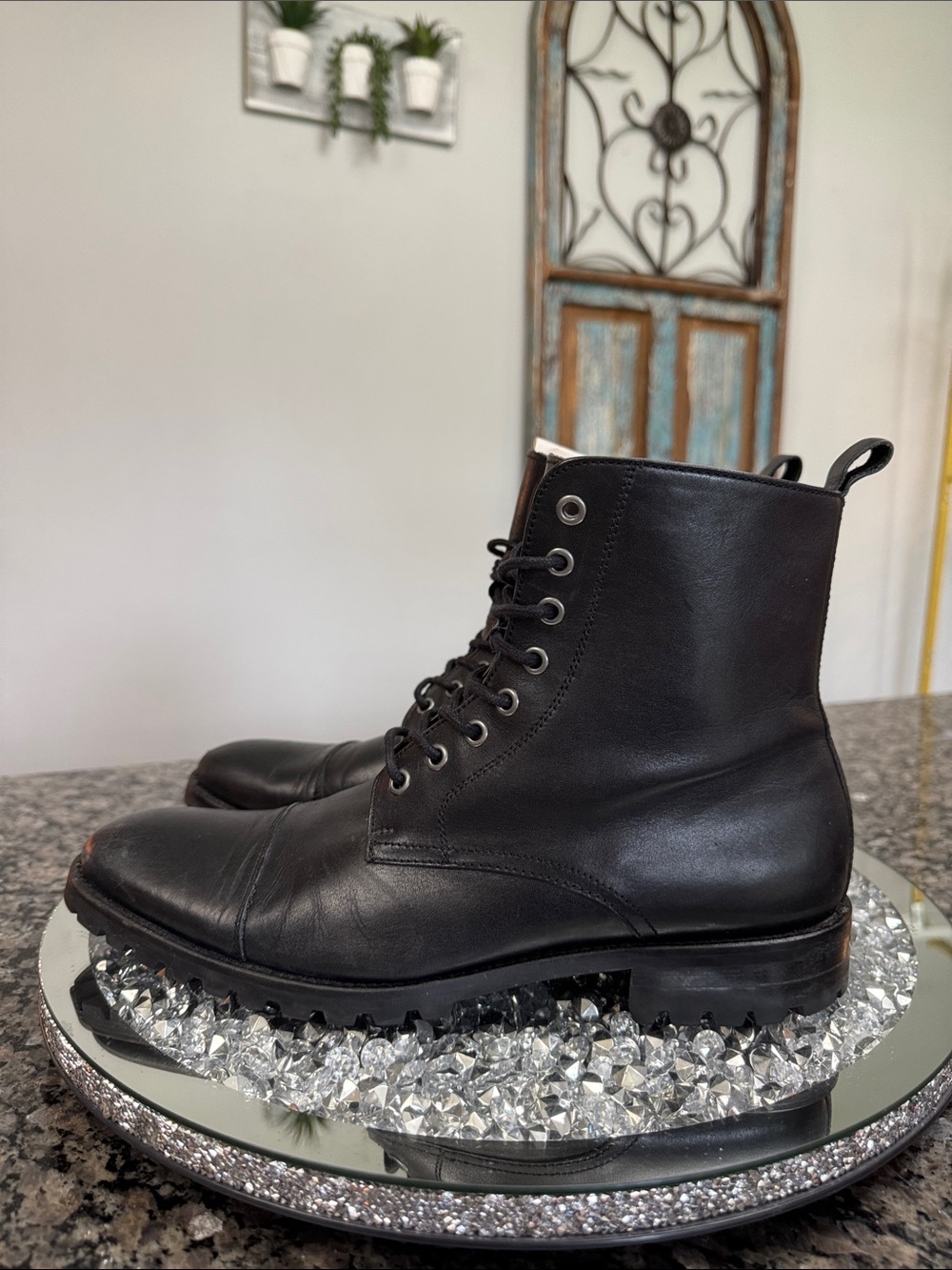 Blake McKay Men's Black Leather Lace-Up Ankle Boots